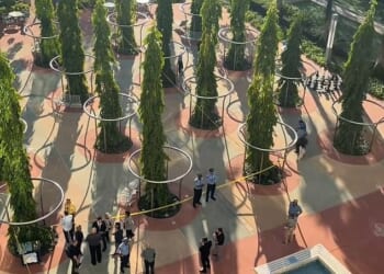 Video captured police officers cordoning off a hotel at Disney World in Orlando, Florida