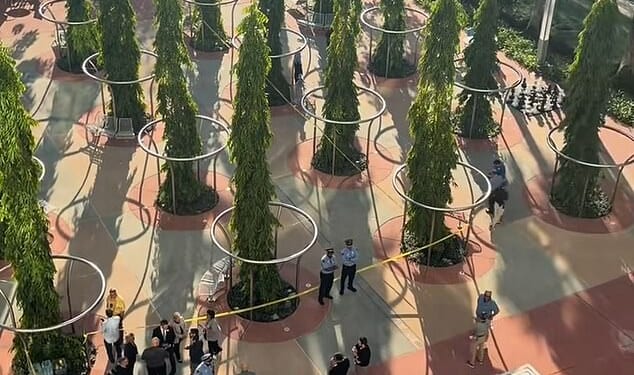 Video captured police officers cordoning off a hotel at Disney World in Orlando, Florida