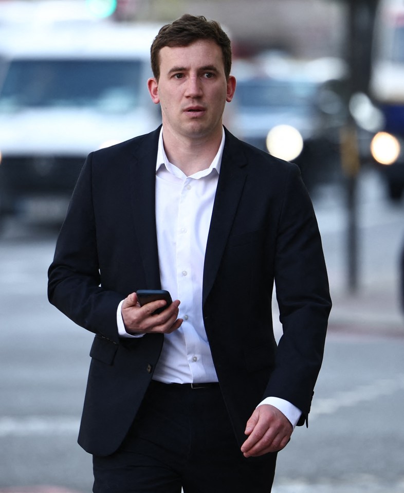 Christopher Cash arriving at Westminster Magistrates' Court.