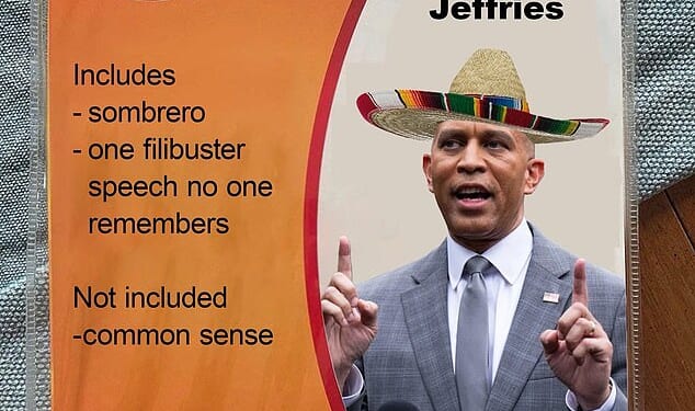The White House posted this image of a Hakeem Jeffries Spirit Halloween costume which includes a sombrero but no 'common sense'