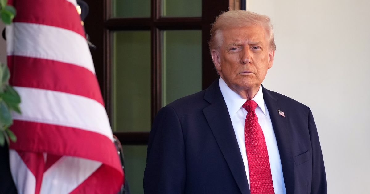 President Donald Trump stands outside the White House in Washington, DC on Oct. 20, 2025.