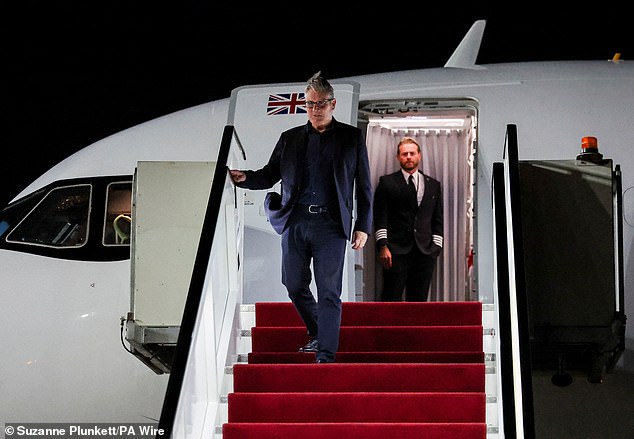 Prime Minister Sir Keir Starmer arrives at Sharm El Sheikh International Airport, ahead of the Sharm El Sheikh Peace Summit in Egypt