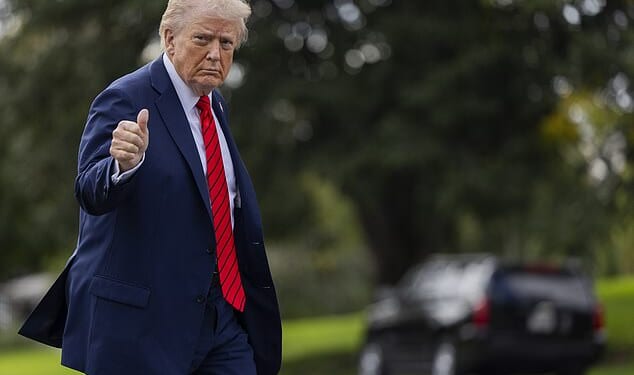 Donald Trump returns to the Oval Office from Marine One on the South Lawn of the White House in Washington, DC, on Friday
