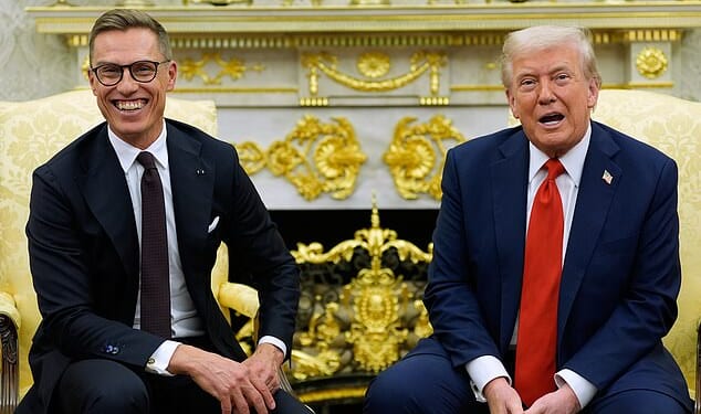 President Donald Trump and Finland's President Alexander Stubb meet in the Oval Office at the White House, Thursday