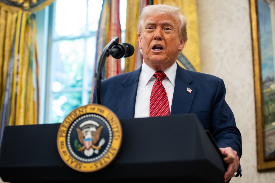 United States President Donald J. Trump Speaks Before Former US Senator David Perdue (Republican Of Georgia) Is Sworn In As The US Ambassador To The People's Republic Of China In The Oval Office Of The White House In Washington, DC - 07 May 2025
