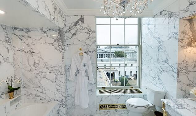 Donald Trump posted photos from inside the new Lincoln Bathroom, which adjoins the famous bedroom at the White House