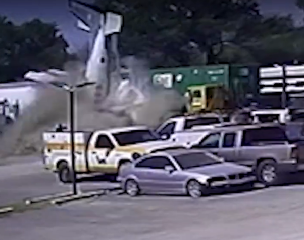 A plane in a crash site.