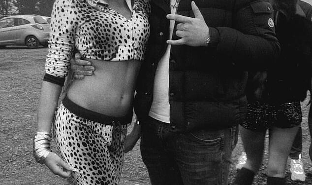 Newly-engaged Venezuela Fury snuggled up to her fiancé during a day out to Spooky World UK in Warrington on Sunday