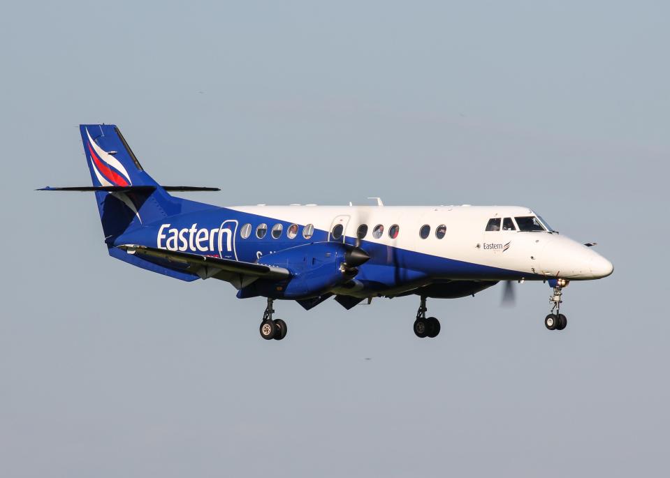 Eastern Airways BAE Jetstream aircraft flying.