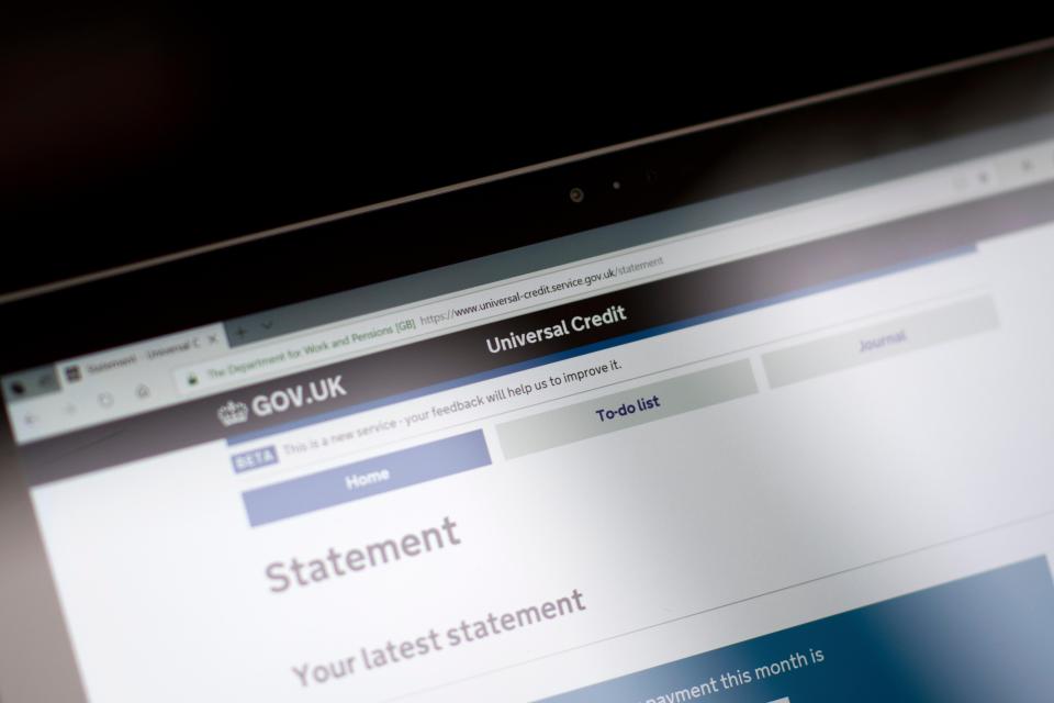 Screenshot of a UK government website showing a Universal Credit statement.