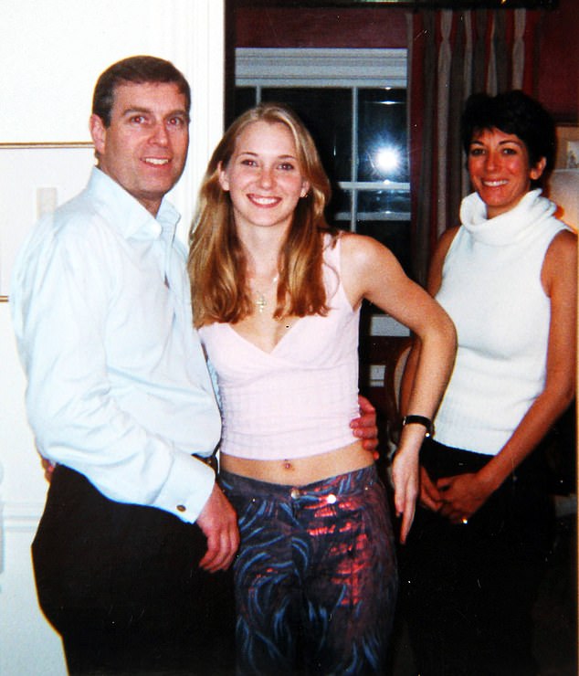 Virginia Giuffre photographed with Prince Andrew and Ghislaine Maxwell in London in 2001
