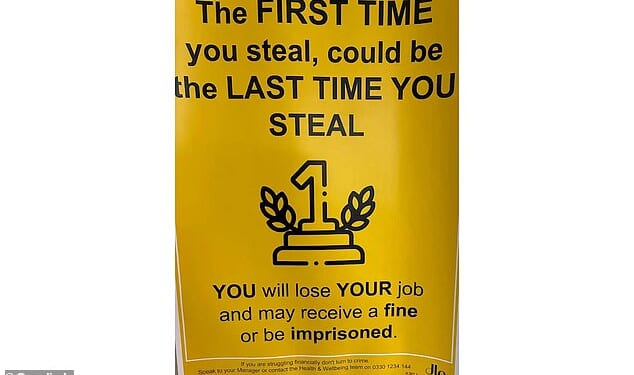 The supermarket's staff rooms now display notices urging workers not to steal