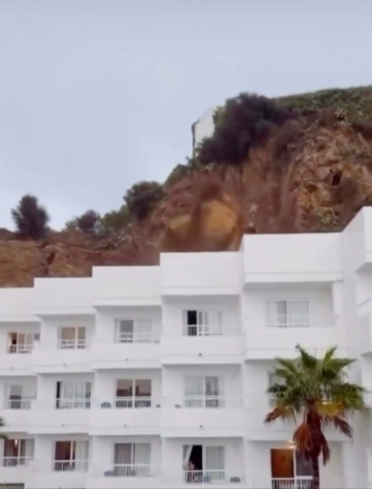A landslide occurs behind the Vibra Tropical Garden Apartments in Ibiza.