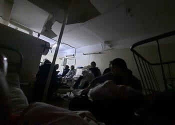 Pictured: Pregnant Ukrainian women and mothers with their newborn babies hiding in the basement of a maternity hospital as bombings continue overhead