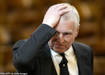 In a bombshell statement released on Thursday, the King said his younger brother (pictured at the Duchess of Kent's funeral last month) will now be known as Andrew Mountbatten Windsor - with immediate effect