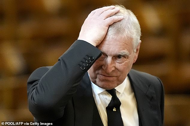 In a bombshell statement released on Thursday, the King said his younger brother (pictured at the Duchess of Kent's funeral last month) will now be known as Andrew Mountbatten Windsor - with immediate effect