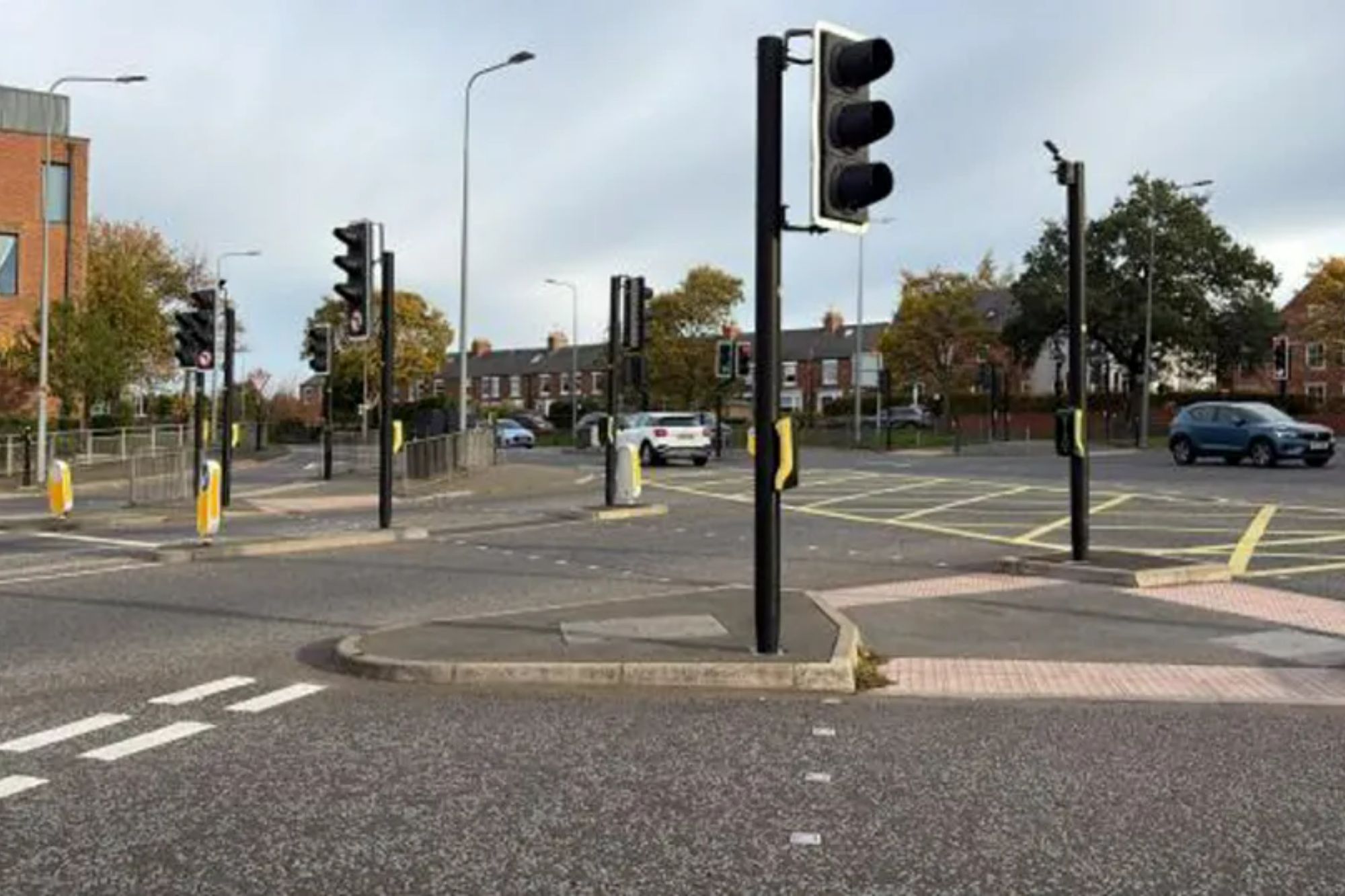 An image collage containing 1 images, Image 1 shows The A167 Neville's Cross junction in Durham, site of a fatal hit-and-run collision