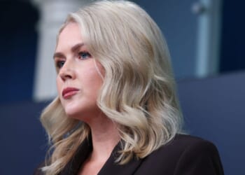 White House press secretary Karoline Leavitt answers questions from reporters during an Oct. 6 press briefing at the White House in Washington, D.C.
