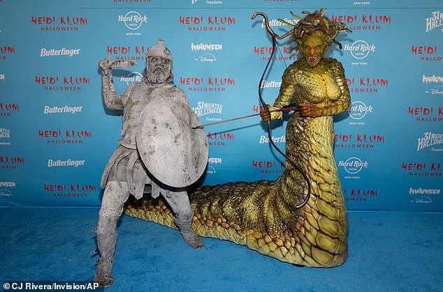 As Tom took his various positions, Heidi as Medusa snarled mischievously at him, her forked tongue spilling out from between her fangs