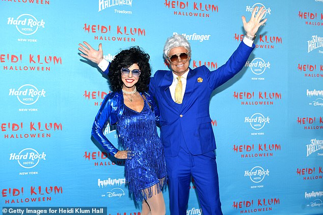 MSNBC host Stephanie Ruhle and her husband Andy Hubbard dressed as characters from hit TV show The Righteous Gemstones, as they wowed in head-to-toe blue looks. Ruhle wore a blue flapper-style dress and metallic shrug, while Hubbard donned a white wig and royal blue suit, complete with a pair of dramatic sunglasses
