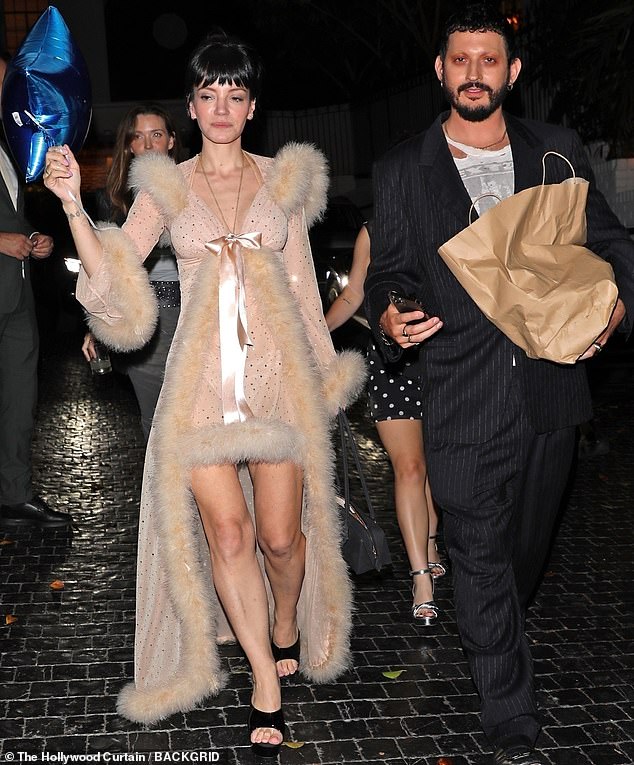 Allen attending a party at the Chateau Marmont Hotel in Los Angeles as she continues to enjoy the success of her new album