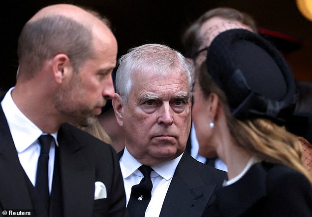William was notably unable to hide his loathing of his uncle at the Duchess of Kent’s funeral in September when the two were snapped side by side
