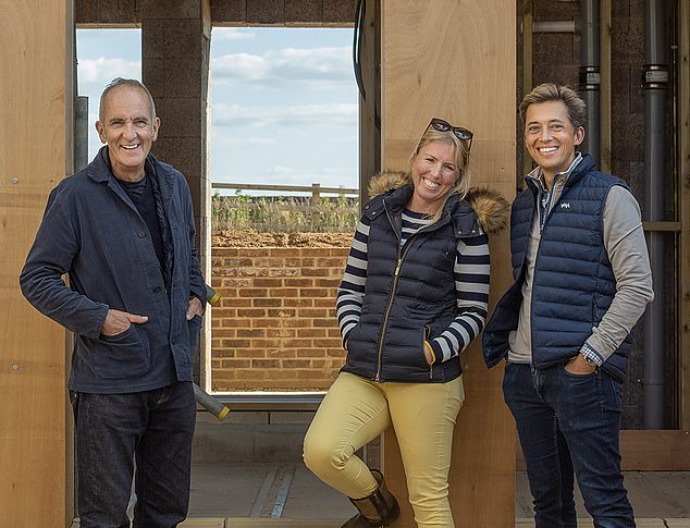 The vast building project was featured on Channel 4’s Grand Designs this week, and left presenter Kevin McCloud, pictured with the couple, reaching for superlatives