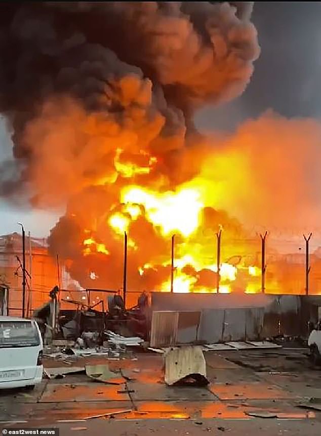 Ukrainian drones hit Rosneft oil depot in Sochi in August 2025, sparking a massive fire and explosions near an airport