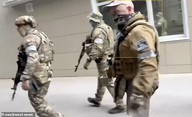 Coup leader and Wagner mercenary army chief Yevgeny Prigozhin, marked, in Rostov-on-Don on June 24, 2023