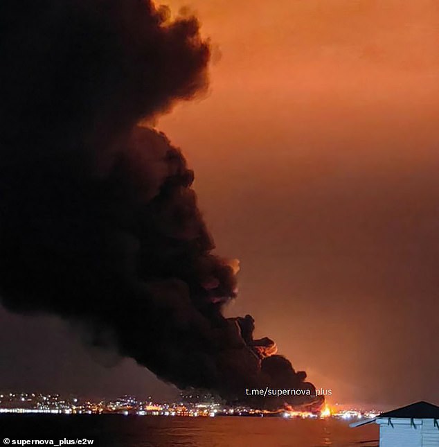 A Ukrainian drone strike ignites a massive blaze at the Feodosia marine oil loading terminal in occupied Crimea, a key supplier to Russian land, naval and air forces