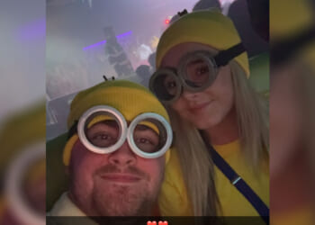 Darts star Luke Littler and girlfriend Faith Millar cosy up together while dressed as Minions to celebrate Halloween