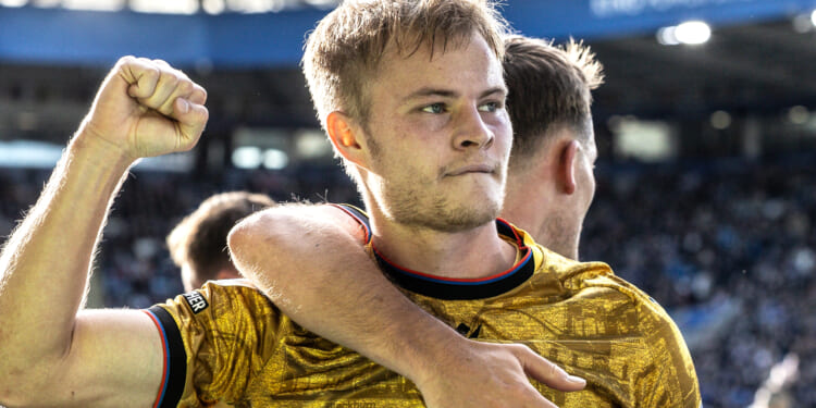 Son of Premier League legend scores twice against Leicester almost 24 years to the day since his dad netted against them