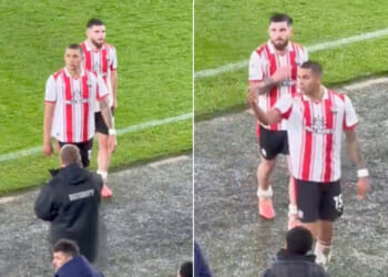 Moment furious Southampton star Nathan Wood appears to tell own fans to 'f*** off' while he is booed off pitch