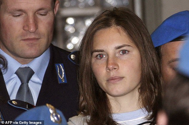 Amanda Knox ipictured arriving at court in Perugia in January 2009 after she was charged with the murder of Kercher