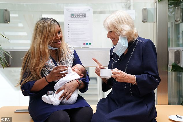Camilla, in her role as Patron of SafeLives, meets domestic abuse frontline staff in a maternity unit at the Chelsea and Westminster Hospital in October 2022