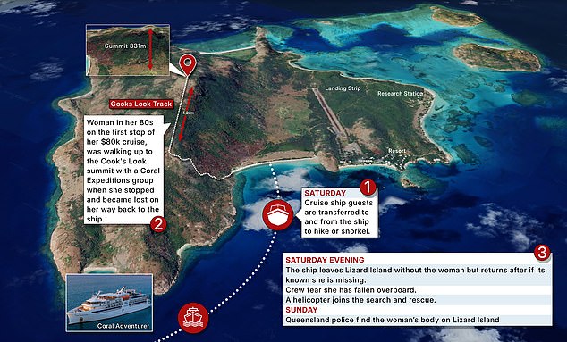 The ship returned several hours later after the crew realised the woman was missing, but it was too late