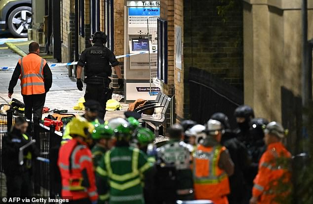 Police raced to Huntingdon Station after several people were stabbed on a train in the area of Huntingdon on Saturday