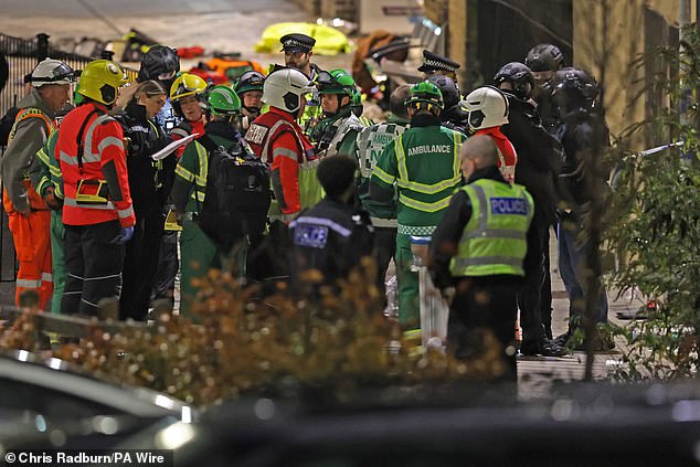 Emergency responders at Huntingdon Station in Cambridgeshire after a number of people were stabbed