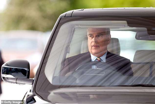 Andrew is pictured here driving on the Windsor Great Park estate in May 2017