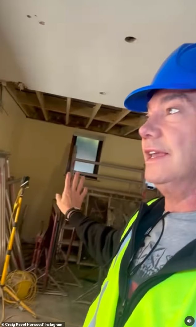 He added: 'This will be the kitchen, this will be the dining room and bar area. Then there will be a little movie room in there coming through to a little library and then there will be a new staircase'