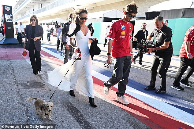 The couple's adorable dog Leo is fast becoming popular in his own right in Formula One circles