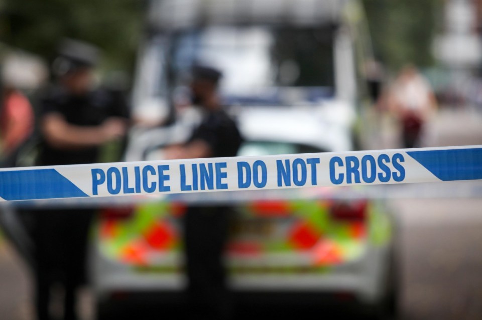 Police line do not cross tape at a crime scene.