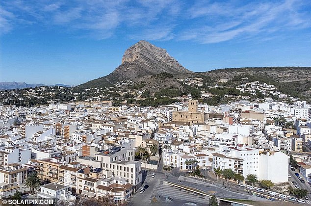 An alert was sounded just before 7.45am. The Civil Guard said this afternoon there were no obvious signs of violence at the scene but insisted they were still awaiting the results of the autopsy. Pictured: Javea town