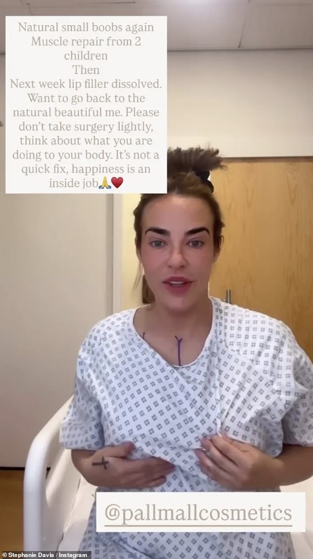 'These horrible, massive implants that I got put in years ago, I'm having removed. I basically had no self worth and thought, If I get big moves, I'll feel more confident, sexy, I'll be more attractive,' she told fans