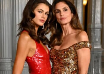 Kaia Gerber stuns in sparkly red dress beside fashion icon mum Cindy Crawford at swanky gala