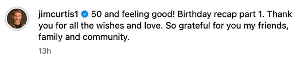 The snap appeared to be taken at Curtis' birthday bash. He shared an Instagram post on Saturday recapping some moments from the party, though he didn't include any of Aniston