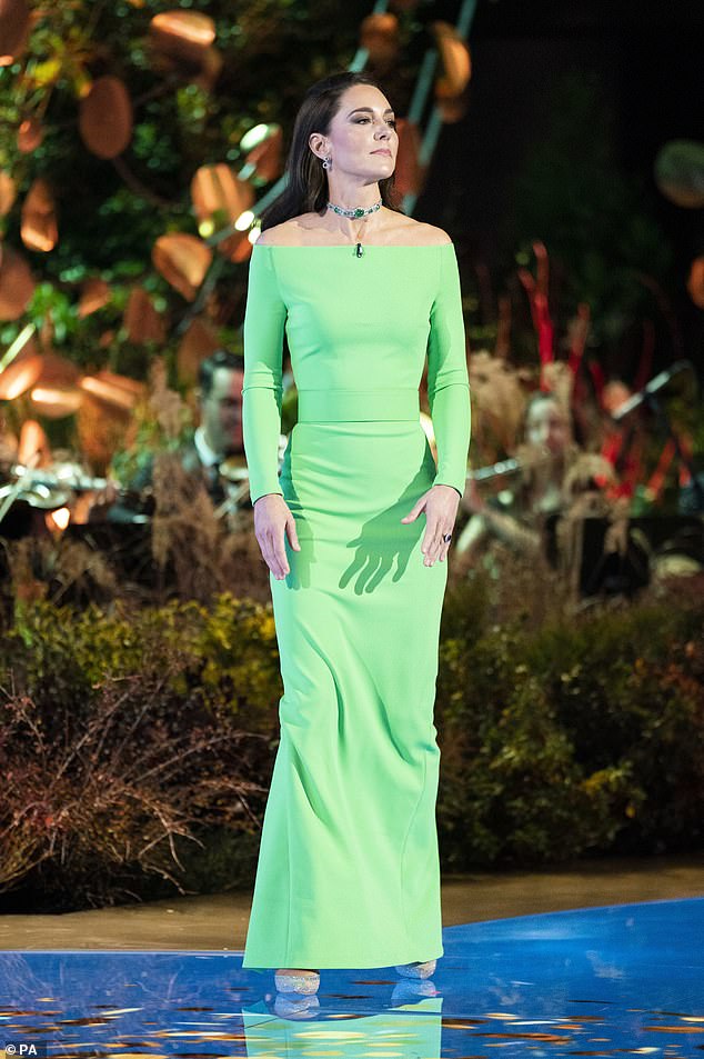 In keeping with the evening's theme, the Princess donned a rented dress from a brand called Solace London. Meanwhile, her dazzling art deco choker - which is believed to be worth more than $15 million - was gifted to Diana by the Queen, who inherited it from Queen Mary