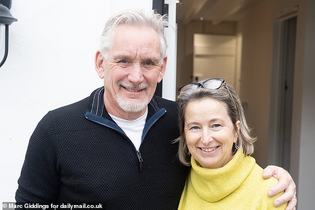 Pictured: Chris and Jo Broadrick, they got together with other residents to watch the show