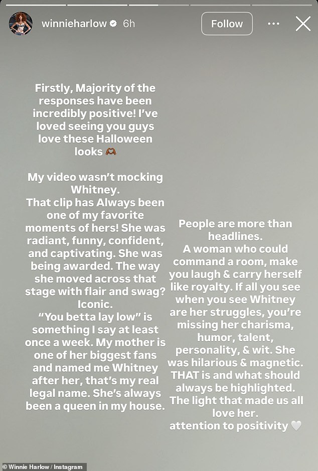 After the backlash grew, Harlow addressed the controversy in a statement on her Instagram Story