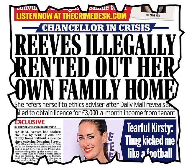Last week, the Daily Mail revealed she had broken housing law by letting the four-bedroom property for £3,200 a month without a rental licence